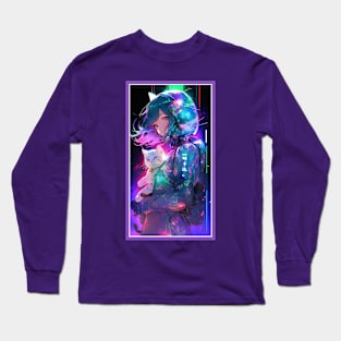 Anime Sci-Fi Cat Girl | Quality Anime Girl Artwork | Manga Girl Anime Art Long Sleeve T-Shirt